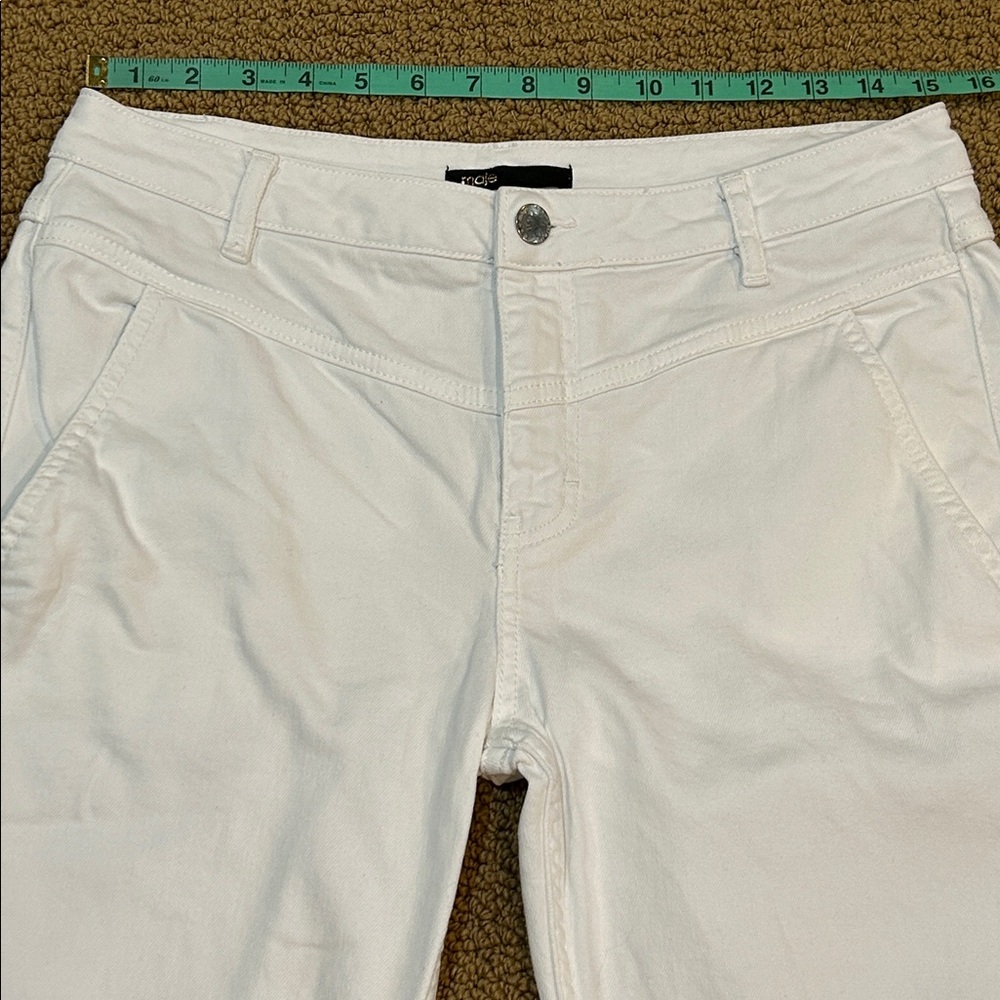 Maje Poesie High Rise Slim Tapered Leg White Jeans size 30 - Picture 13 of 16